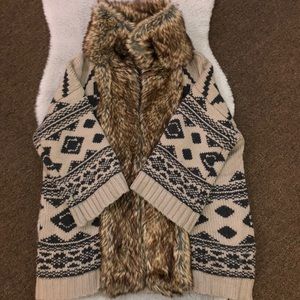 📣LAST CALL / MAKE AN OFFER Faux Fur Trimmed Sweater Coat